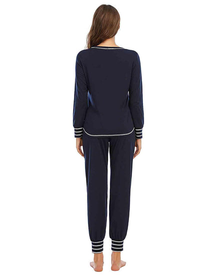 Round Neck Top and Pants Lounge Set Carauana Store