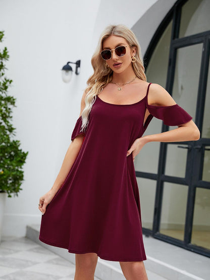 Ruffled Scoop Neck Mini Dress Carauana Store