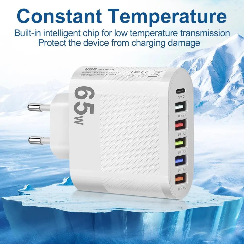 Mobile Phone Charger | Fast Charging | 5USB+Type-C Carauana Store