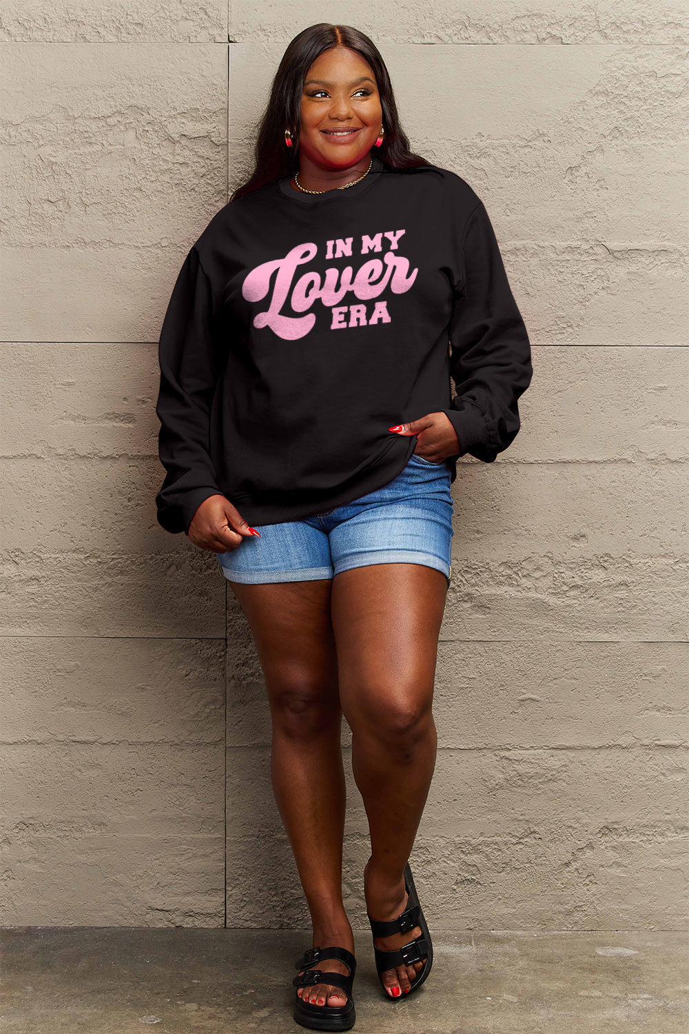 Simply Love Full Size IN MY LOVER ERA Round Neck Sweatshirt Carauana Store