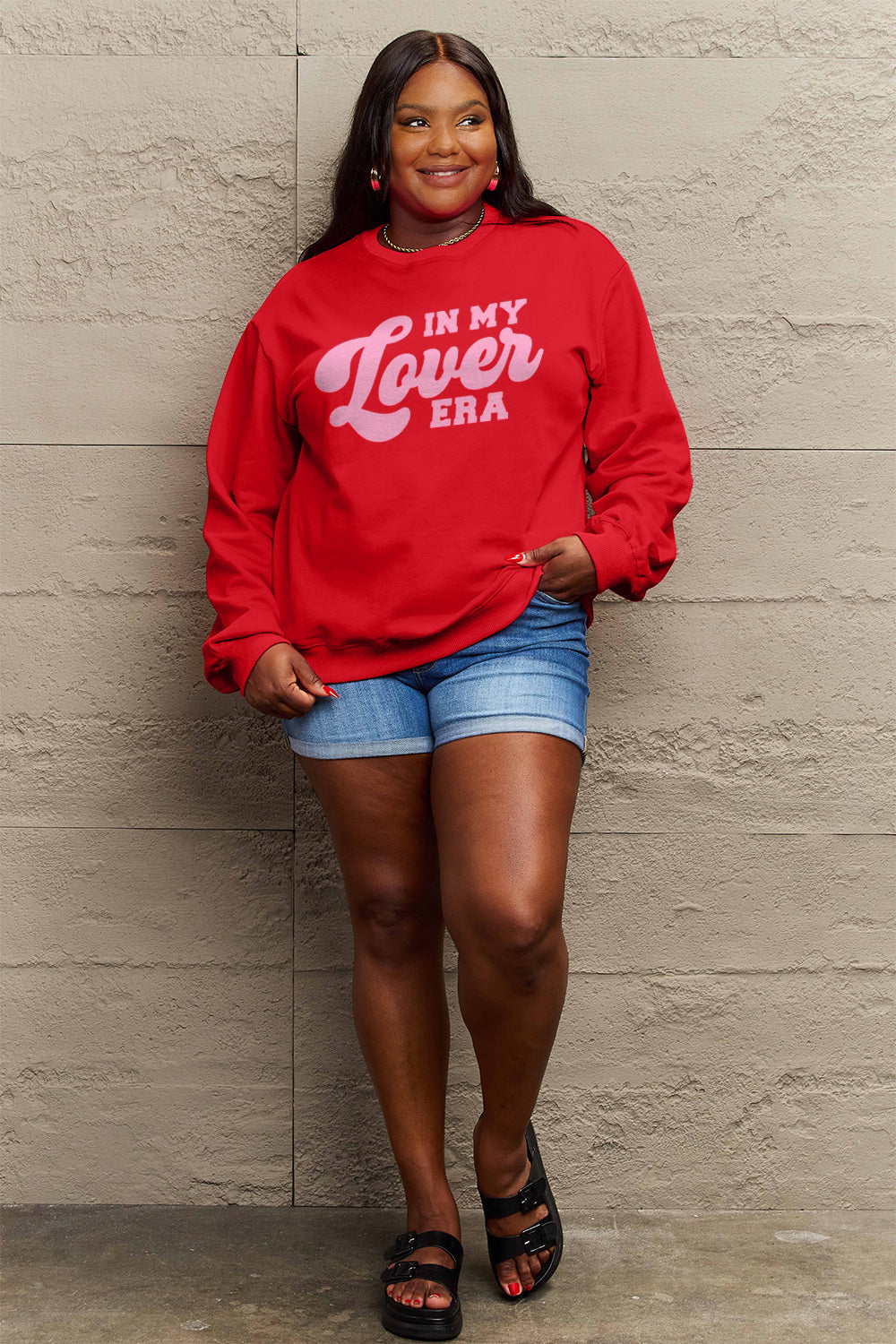 Simply Love Full Size IN MY LOVER ERA Round Neck Sweatshirt Carauana Store