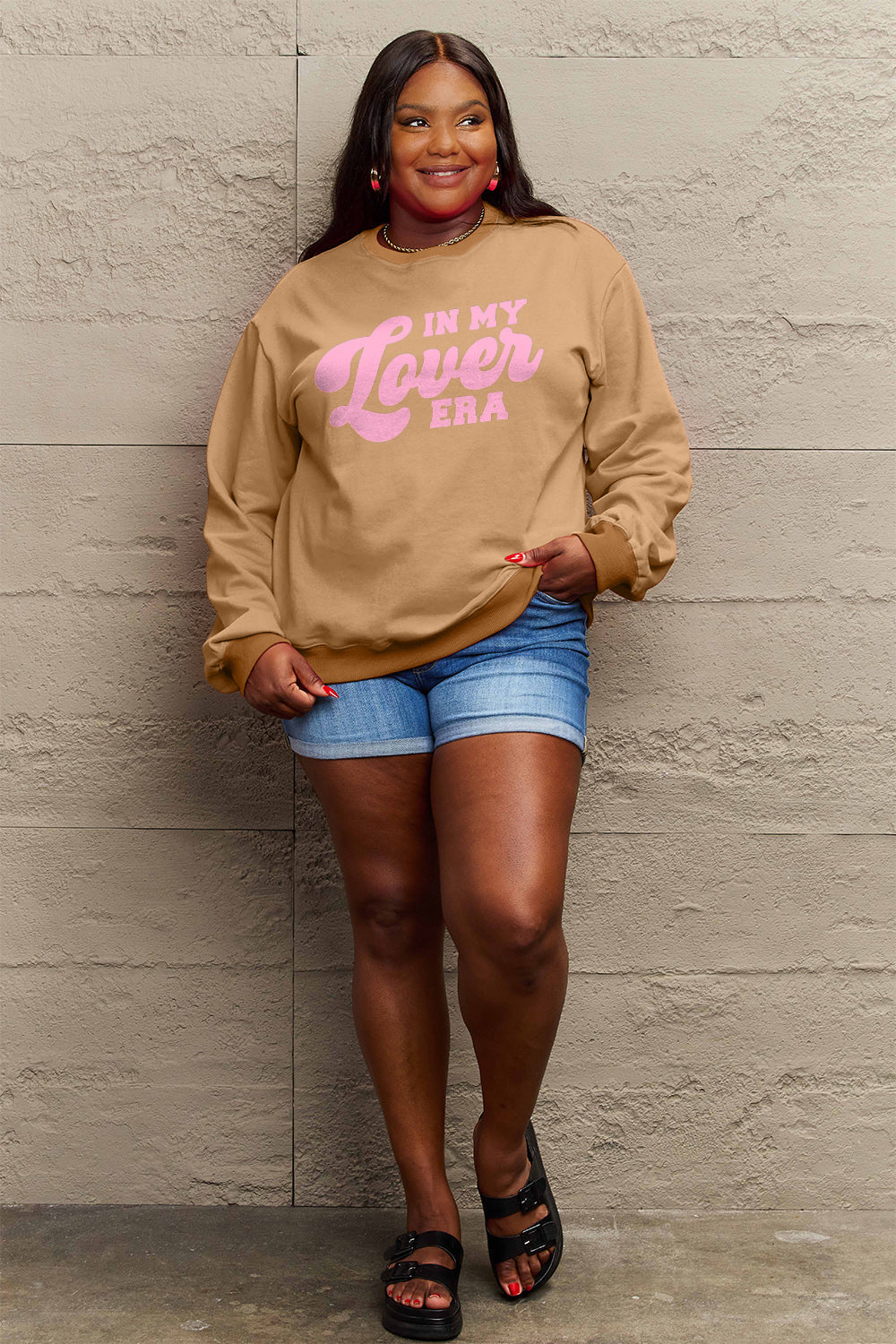 Simply Love Full Size IN MY LOVER ERA Round Neck Sweatshirt Carauana Store