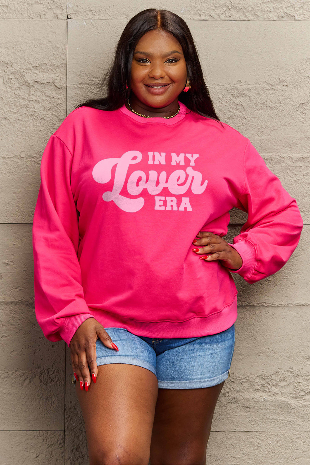 Simply Love Full Size IN MY LOVER ERA Round Neck Sweatshirt Carauana Store