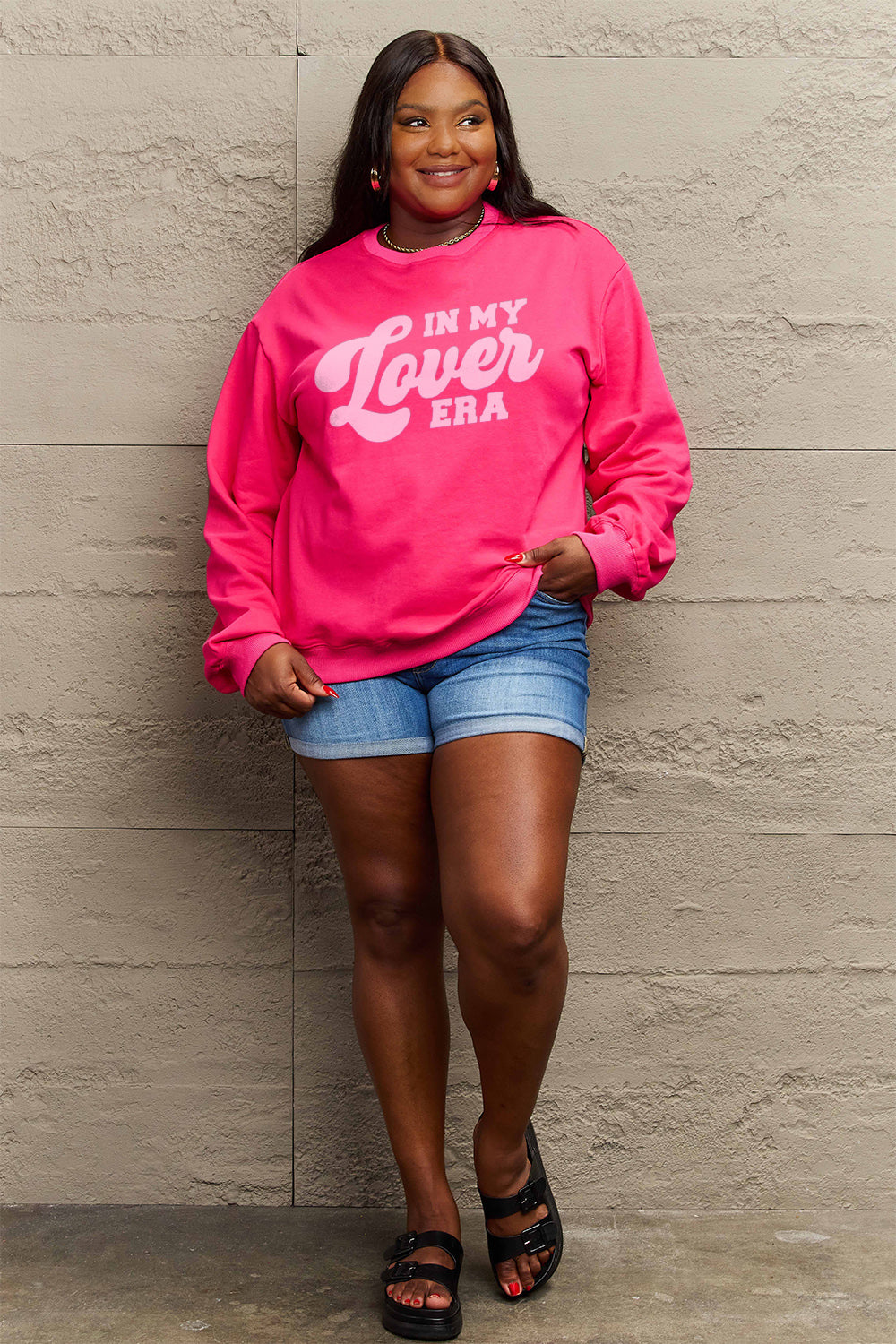 Simply Love Full Size IN MY LOVER ERA Round Neck Sweatshirt Carauana Store