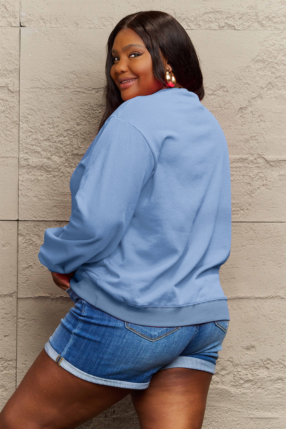 Simply Love Full Size WISHING FOR A SNOW DAY Round Neck Sweatshirt Carauana Store