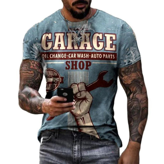 Vintage Men's T-shirts 3d Racing Printed,Trendy Oversized Tees Carauana Store