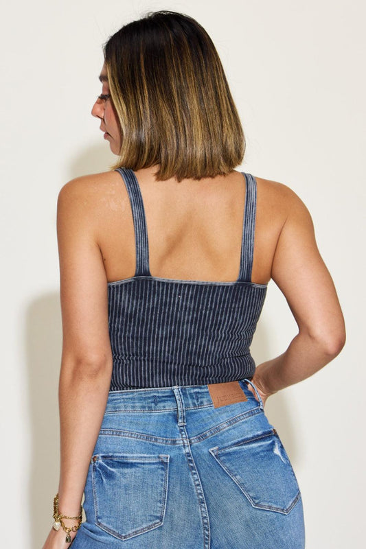 Zenana Ribbed Washed Square Neck Tank Carauana Store