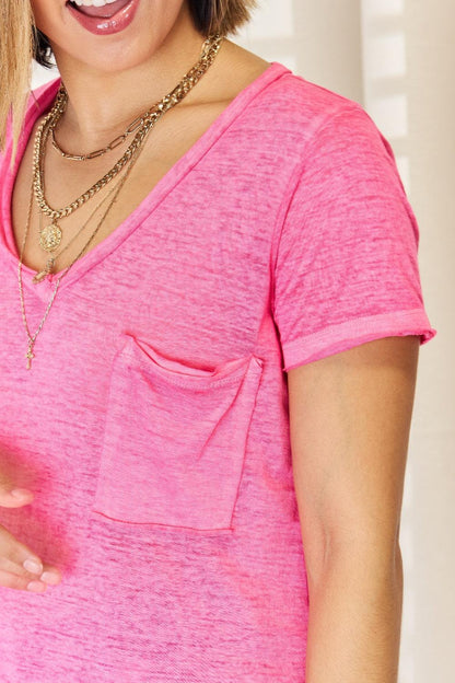 Zenana V-Neck Short Sleeve Slit T-Shirt Carauana Store
