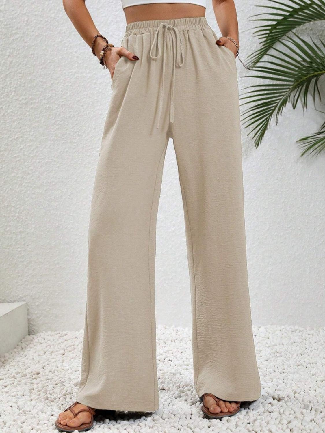 Wide Leg Drawstring Pants Carauana Store