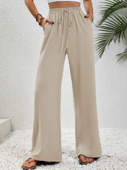 Wide Leg Drawstring Pants Carauana Store