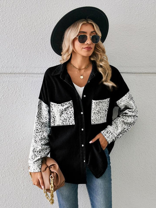 Leopard Button Up Denim Jacket Carauana Store