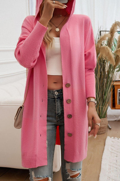Devine Button Up Long Sleeve Hooded Cardigan Carauana Store