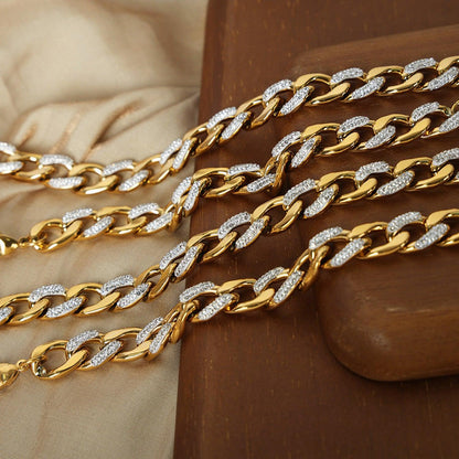 Zircon Titanium Steel Chunky Chain Necklace Carauana Store