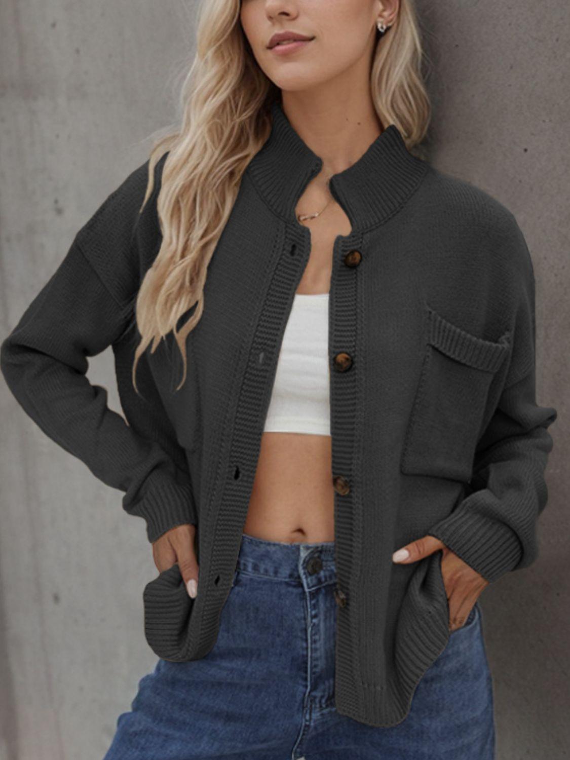 Button Up Long Sleeve Cardigan Carauana Store