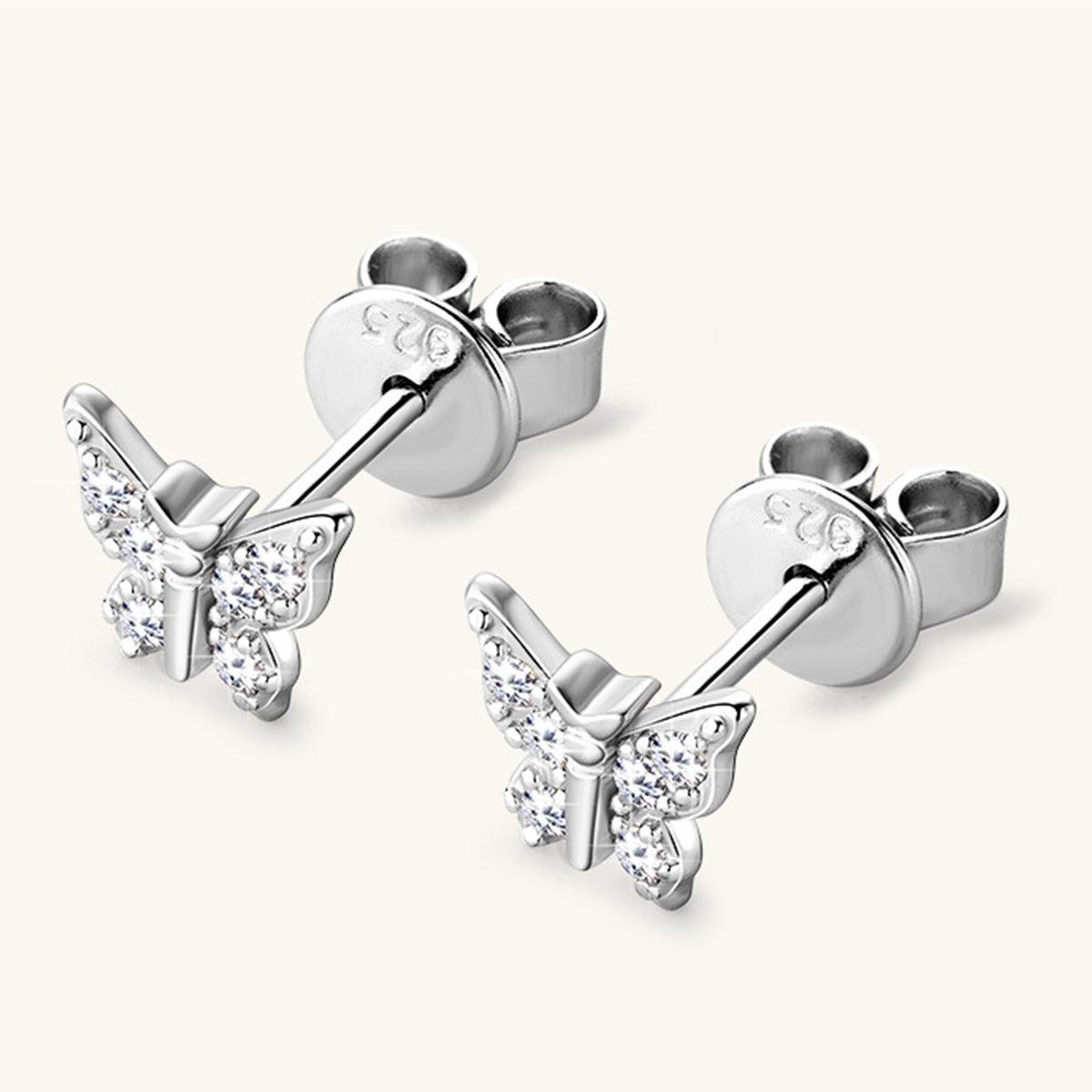 Moissanite 925 Sterling Silver Butterfly Stud Earrings Carauana Store