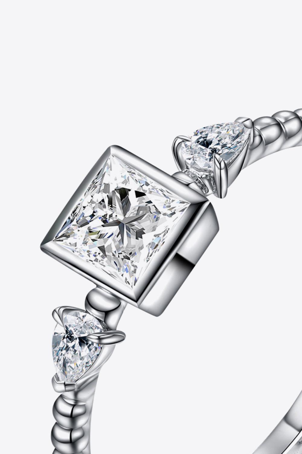Moissanite Square Shape 925 Sterling Silver Ring Carauana Store