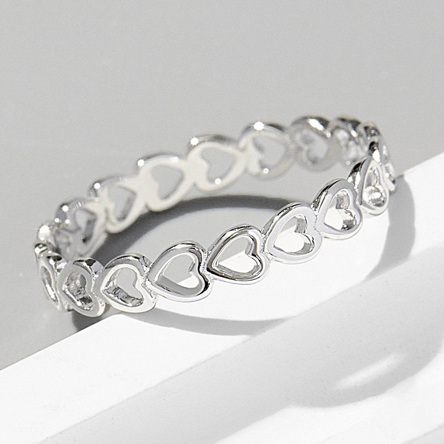 925 Sterling Silver Heart Link Ring Carauana Store