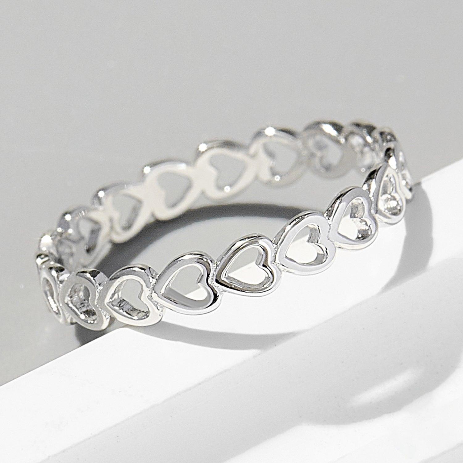 925 Sterling Silver Heart Link Ring Carauana Store