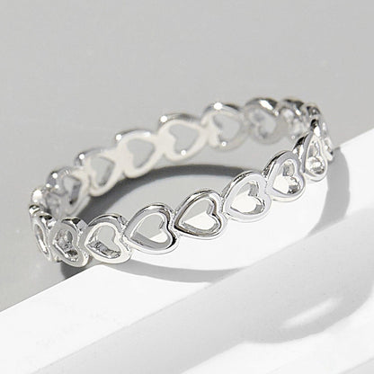 925 Sterling Silver Heart Link Ring Carauana Store