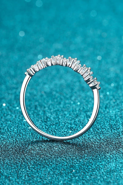 Moissanite Rhodium-Plated Half-Eternity Ring Carauana Store