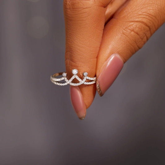 Crown Shape Inlaid Zircon 925 Sterling Silver Ring Carauana Store