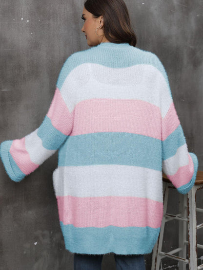 Plus Size Open Front Long Sleeve Cardigan Carauana Store