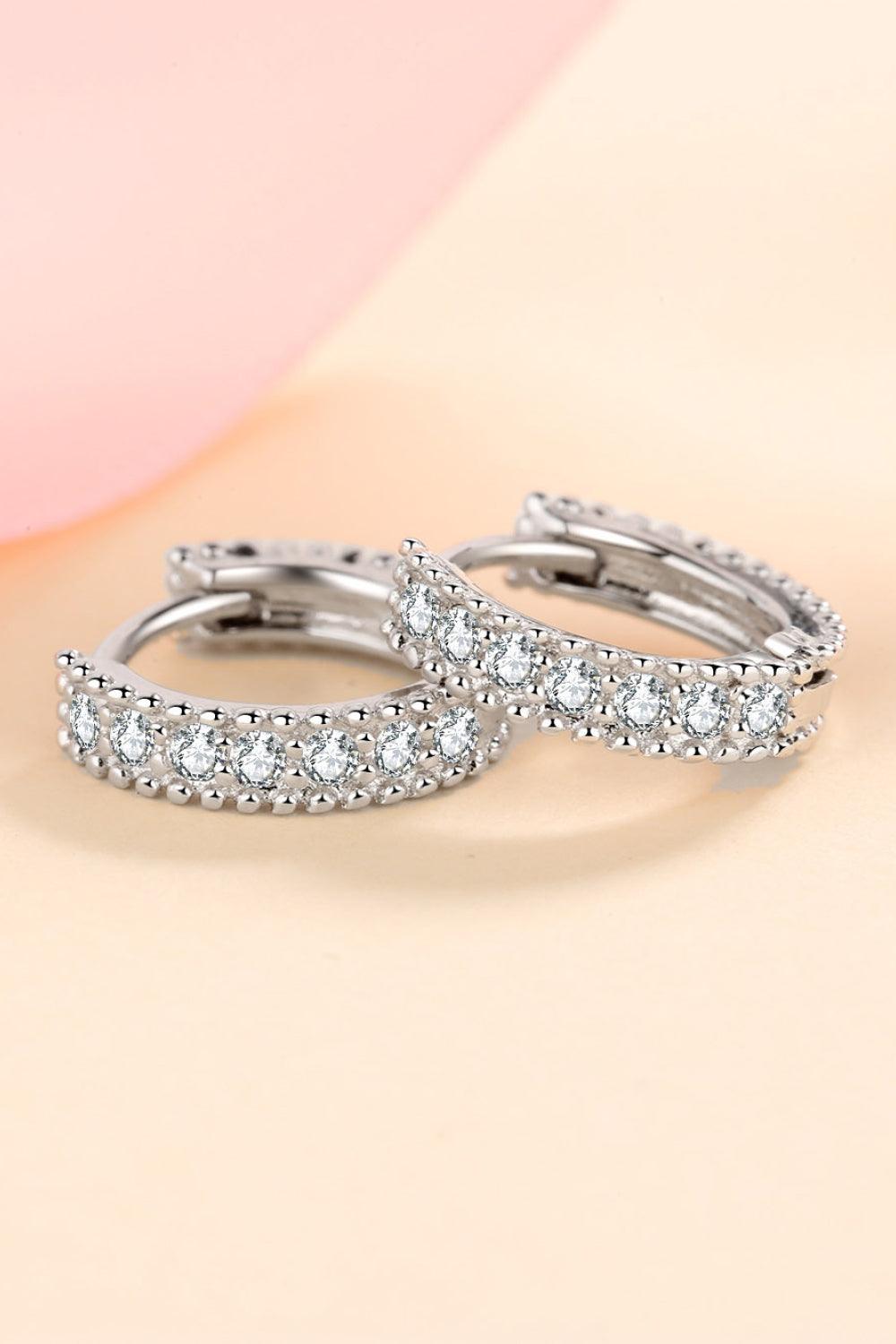 925 Sterling Silver Inlaid Moissanite Huggie Earrings Carauana Store