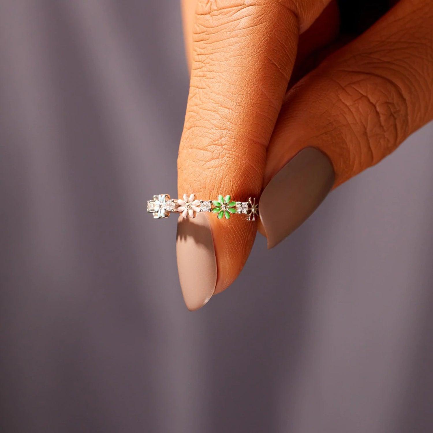 Flower Shape 925 Sterling Silver Zircon Ring Carauana Store