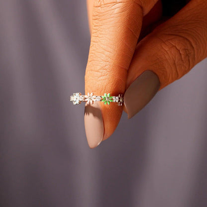 Flower Shape 925 Sterling Silver Zircon Ring Carauana Store