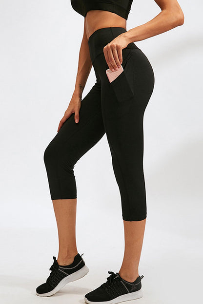 Slim Fit Wide Waistband Active Leggings with Pockets Carauana Store