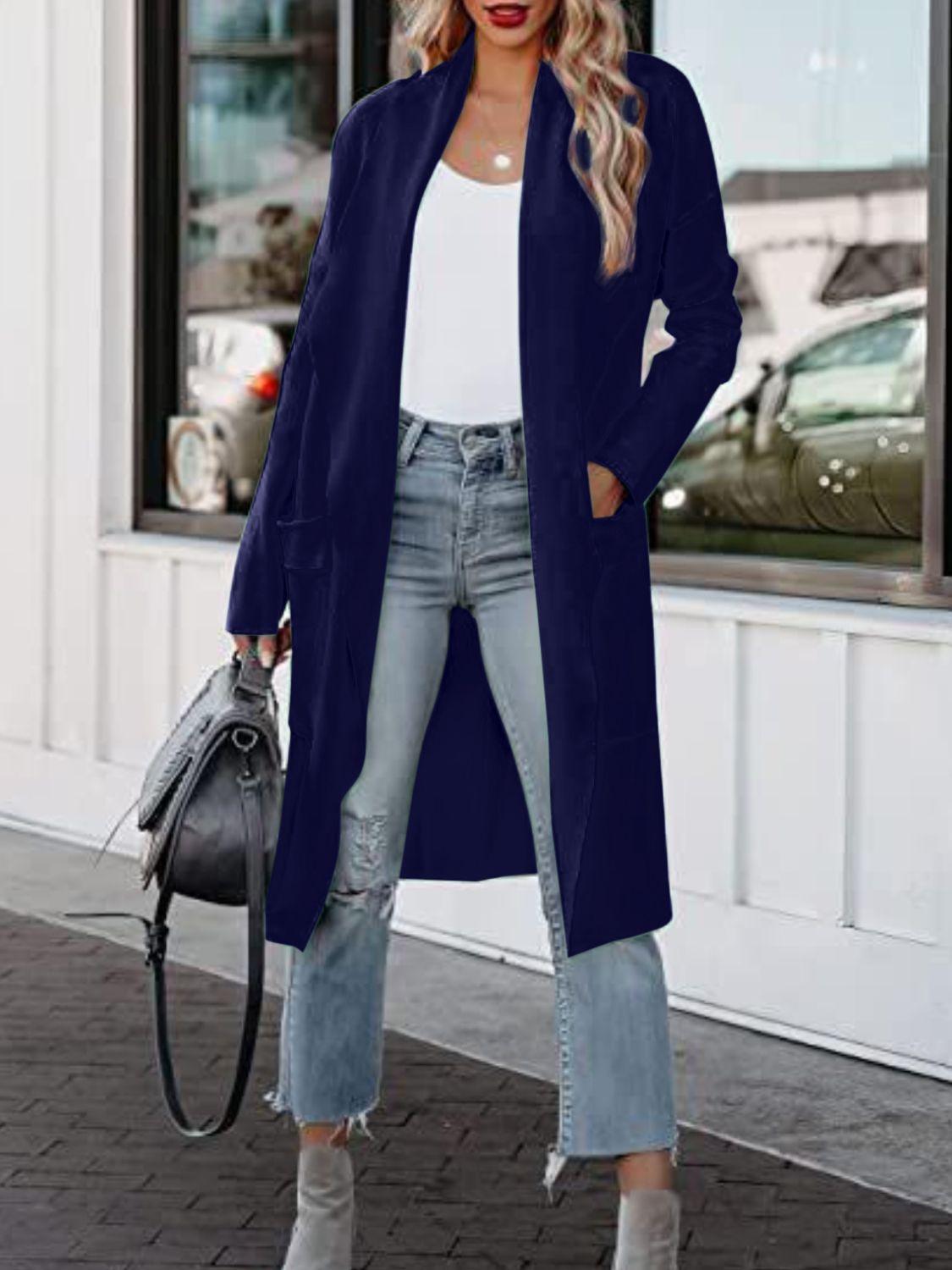 Open Front Dropped Shoulder Outerwear Carauana Store