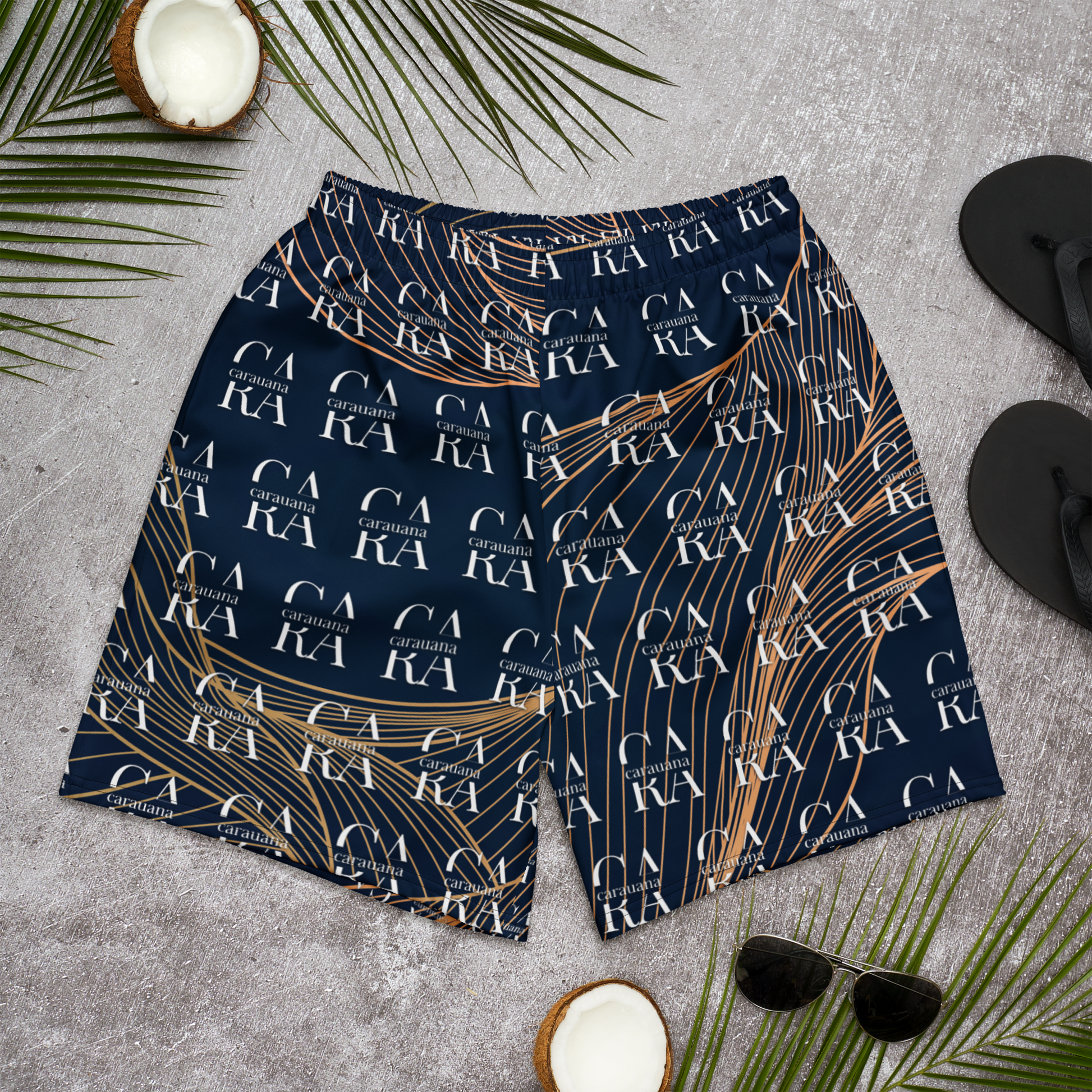 CaRaUaNa Athletic Shorts Unisex blue gold Carauana Store