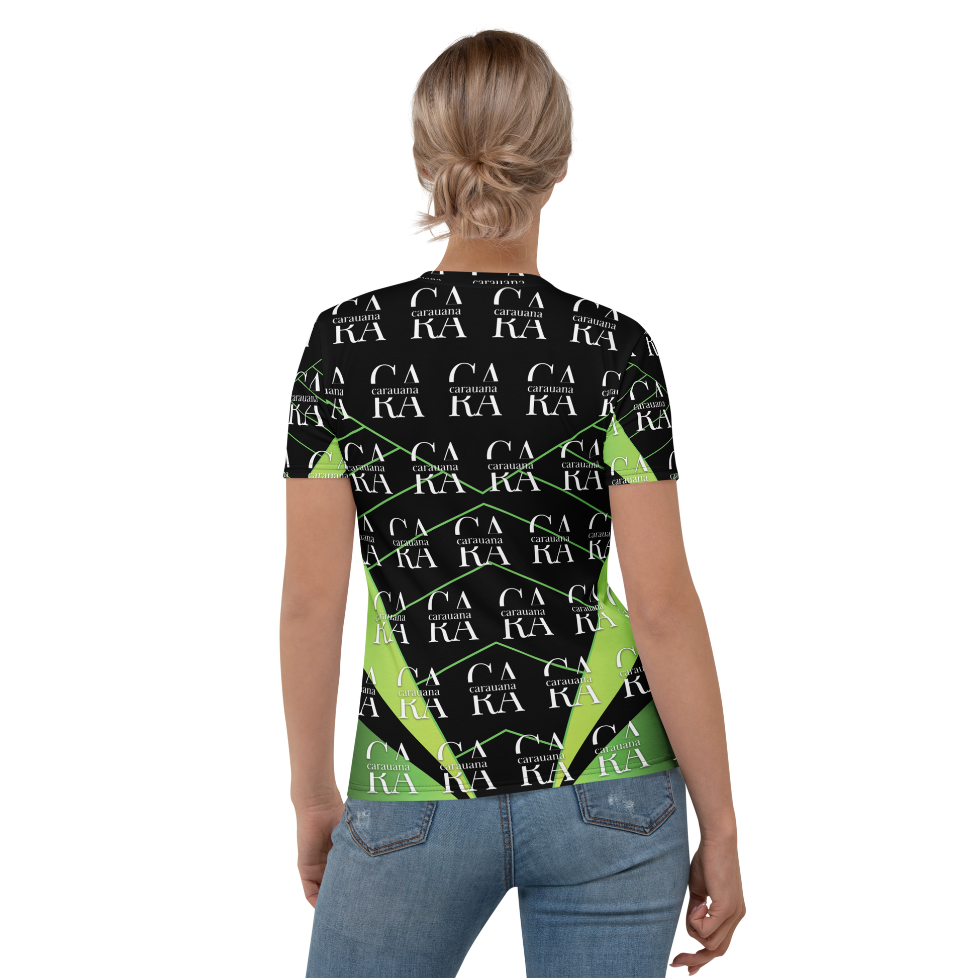 Women's T-shirt black Green Carauana Store