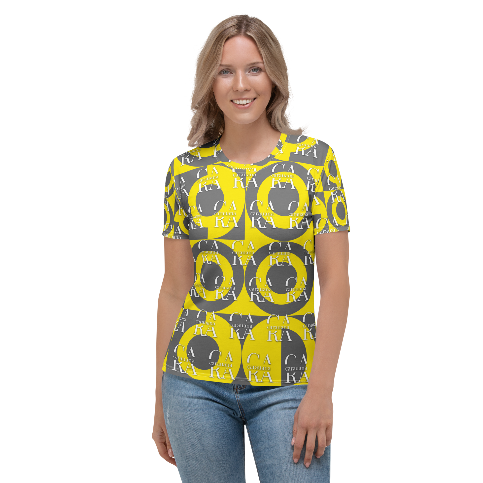 CaRaUaNa Women's T-shirt Grey Yellow