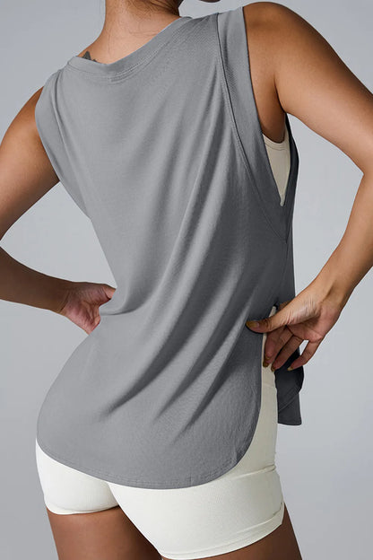 Slit Round Neck Active Tank Carauana Store