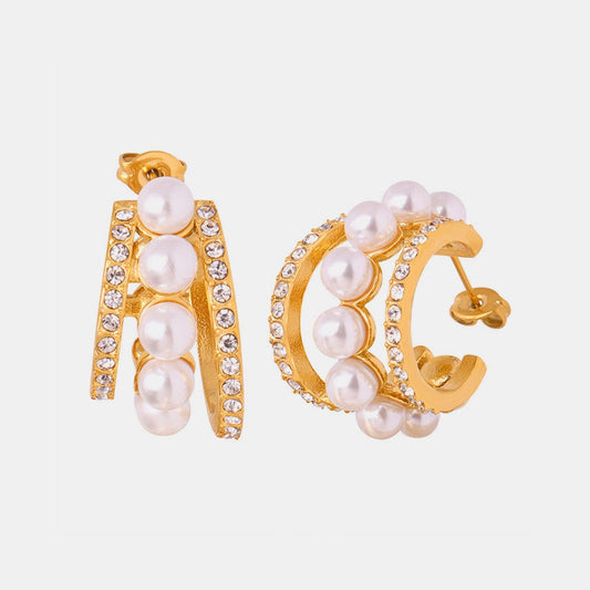Pearl Titanium Steel C-Hoop Earrings Carauana Store