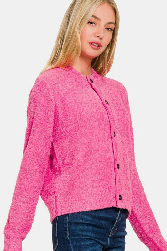 Zenana Button Down Long Sleeve Sweater Cardigan Carauana Store