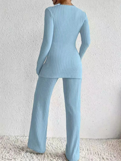 Surplice Long Sleeve Top and Pants Set Carauana Store