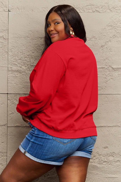 Simply Love Full Size HELLO CHRISTMAS Long Sleeve Sweatshirt Carauana Store