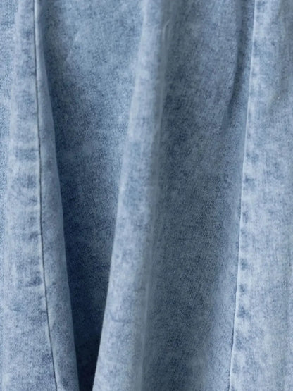 Ruffled Square Neck Denim Mini Dress Carauana Store