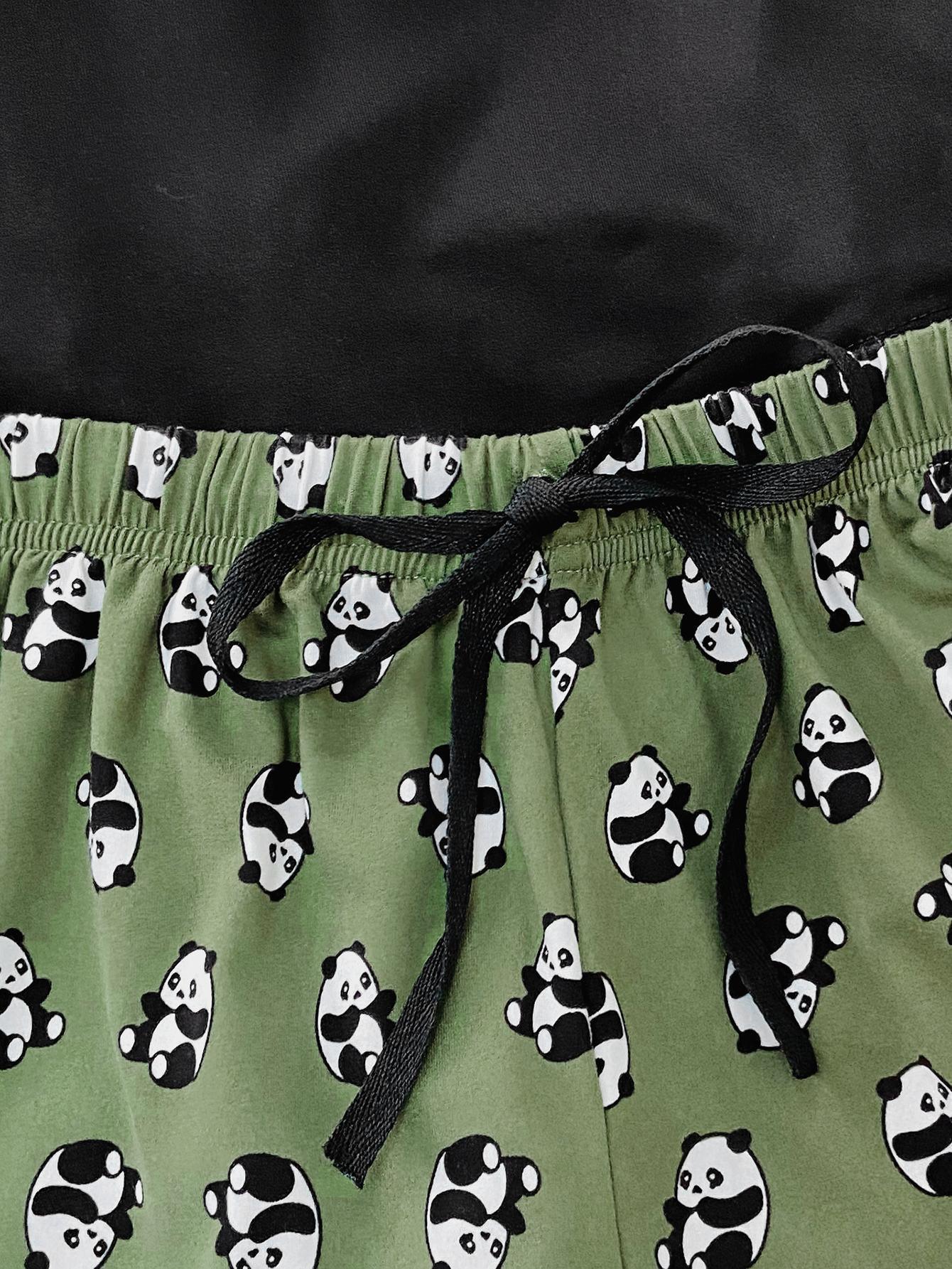 Graphic Tee and Panda Print Shorts Lounge Set Carauana Store