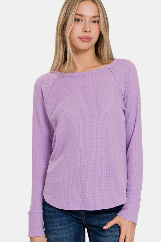 Zenana Waffle Long Sleeve T-Shirt Carauana Store