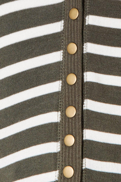 Zenana Full Size Striped Snap Down Cardigan Carauana Store