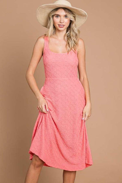 Culture Code Texture Square Neck Tank Dress with Pockets Carauana Store