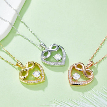 Moissanite 925 Sterling Silver Heart Necklace Carauana Store