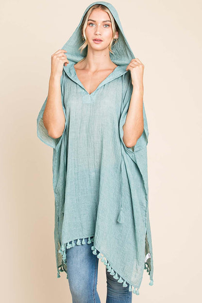 Cotton Bleu by Nu Label Tassel Hem Hooded Cover Up Carauana Store