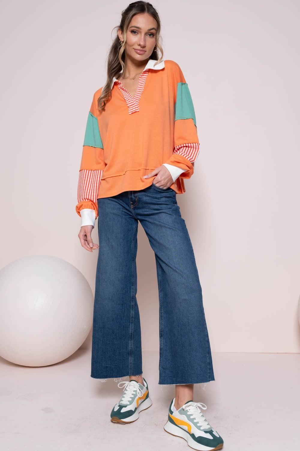 Hailey & Co Color Block Top with Striped Panel Carauana Store