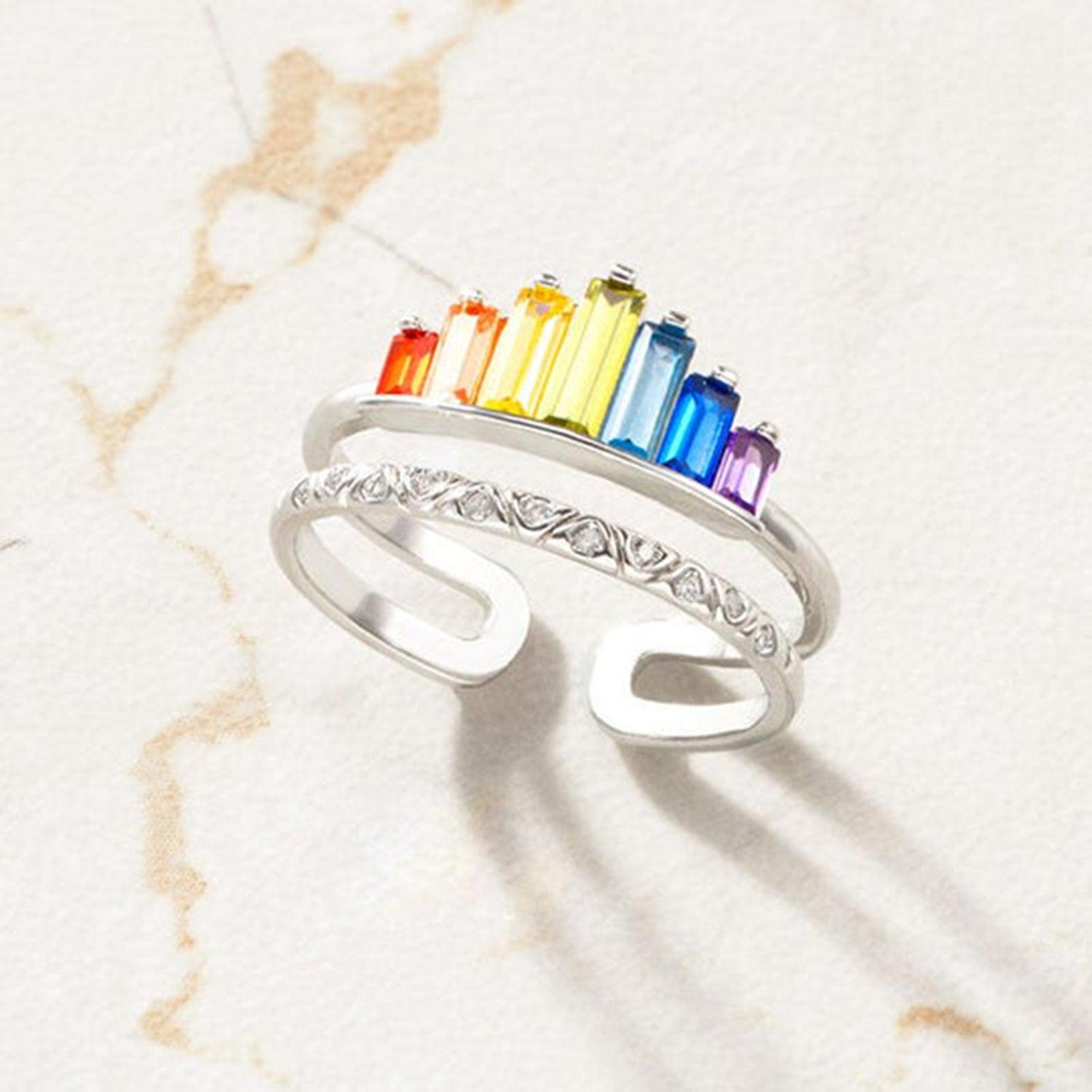 Zircon 925 Sterling Silver Double-Layered Ring Carauana Store