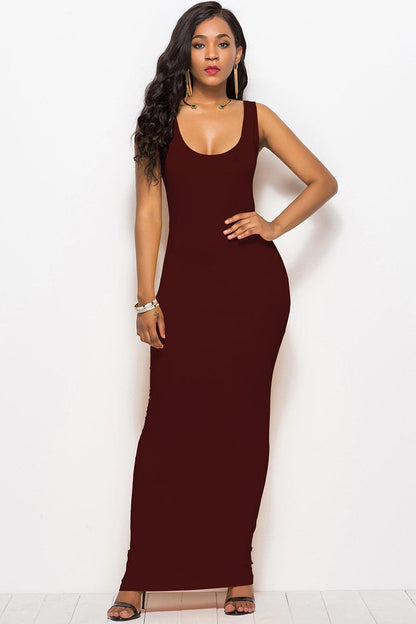 Scoop Neck Wide Strap Maxi Dress Carauana Store