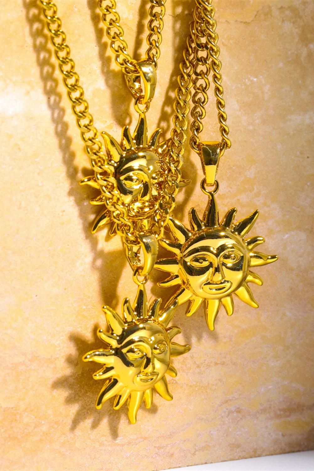Sun Pendant Copper Necklace Carauana Store